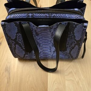 Aimee Kestenberg Purple and Black Snake Print Shoulder Bag
